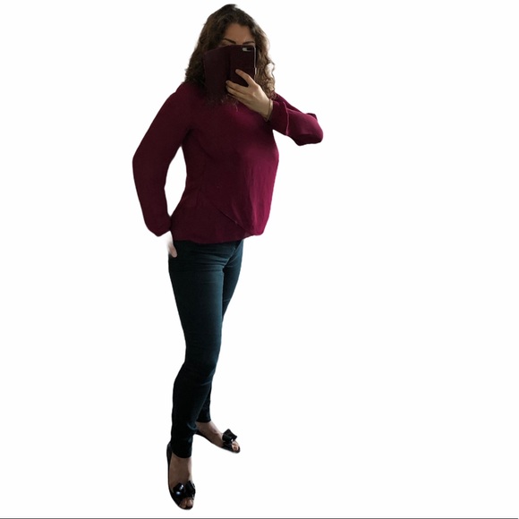 Banana Republic Tulip Hem Blouse Long Sleeve Size Medium Berry Magenta Colour - Picture 7 of 17
